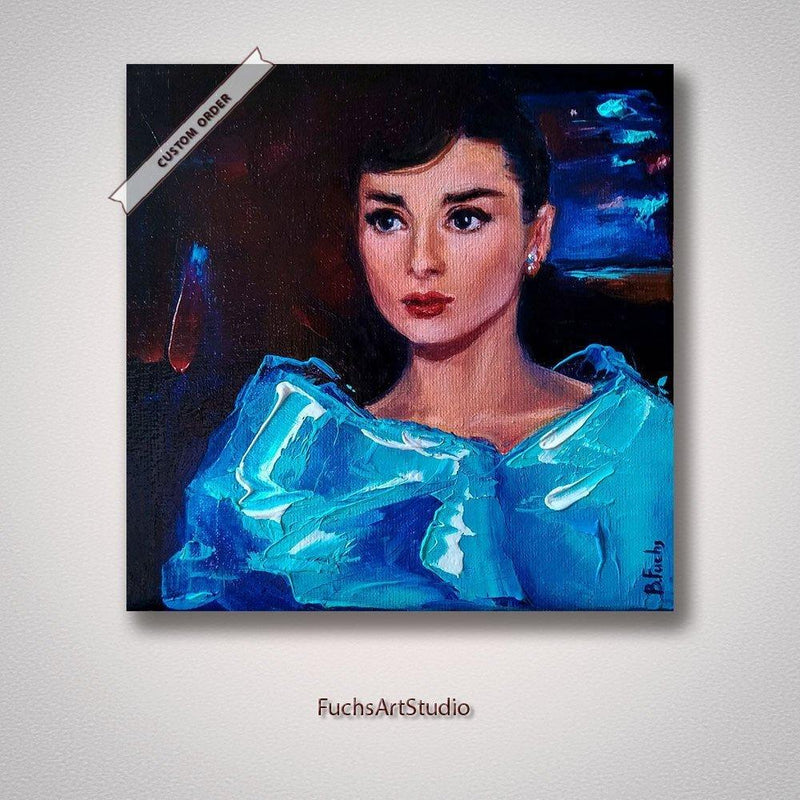 F&S Gift Store Small portrait from photo order modern painting oil commission personalized pop art