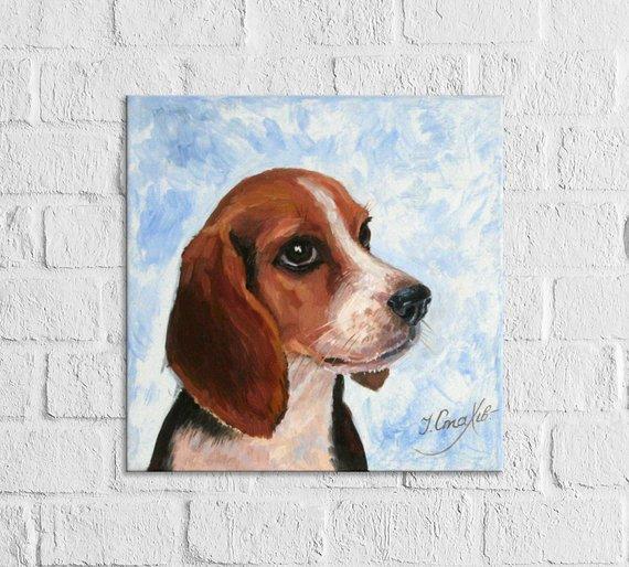F&S Gift Store Custom Dog Portrait Painting from Photo Commission Cat Personalized Pet Gifts Original Artwork Painting on Canvas