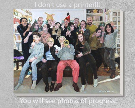F&S Gift Store Commission art, Customized portrait, Custom family portrait, Oil portrait, Parents portrait, Wife gift, Custom painting from photo