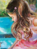 F&S Gift Store Girl and kitty painting, True friendship, Spring in the park garden oil painting, Child kids portrait, Custom oil portrait, Happiness art