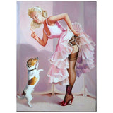 F&S Gift Store Jack Russell painting Sexy woman Pink paiting Pet portrait to order Original large painting canvas Custom artwork Vintage retro painting