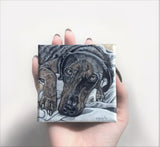 F&S Gift Store Elegant mini canvas painting, Miniature, Personalized gift, Custom portrait, Unique gift, Mini dog painting, Custom pet portrait