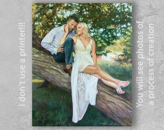 F&S Gift Store Custom painting from photo, Custom wedding portrait, Oil painting commission, Custom couple painting, Luxury gift, Wedding gift, Oil paint
