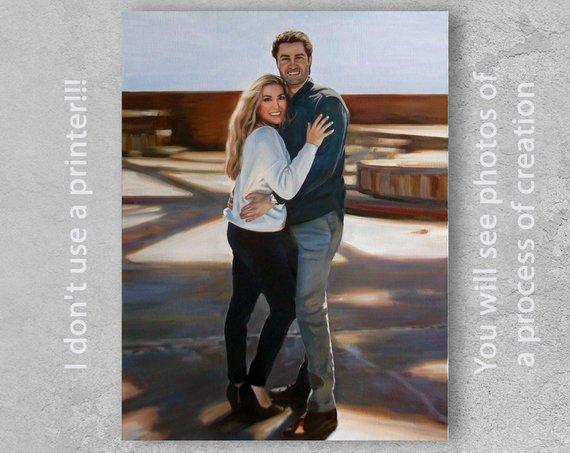 F&S Gift Store Custom portrait painting from photo, Art commission portrait, Custom couple portrait, Made to order painting, Custom oil on canvas