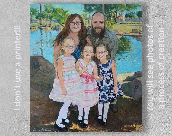 F&S Gift Store Custom family portrait, Family painting, Made to order portrait, Portrait painting, Family oil painting, Portrait from a photo, Gift for dad