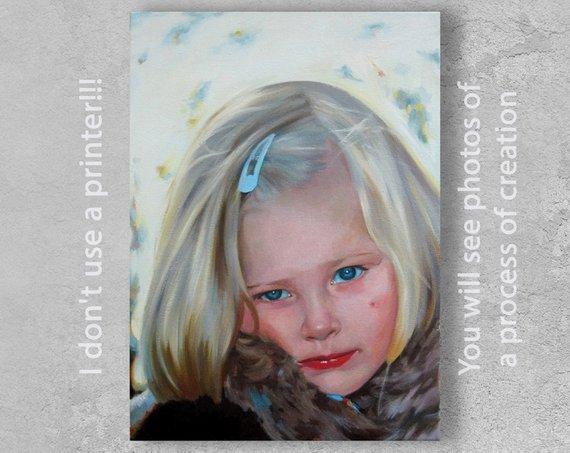 F&S Gift Store Custom child portrait, Painting portrait, Custom dog paintings, Commission painting, Gift for mom, Oil painting portrait custom, Mom gift