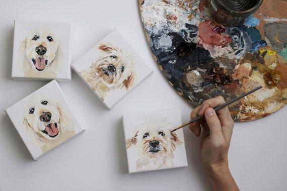 F&S Gift Store Mini Pet Portrait, pet painting, mini pet painting, small pet portrait, small pet painting, pet painting custom, custom pet portrait, gift