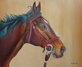 F&S Gift Store Original horse oil painting on canvas sheet, custom portrait, on commission, signed by artist dimple kapoor