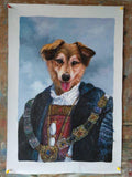 F&S Gift Store Hand Painted Custom Cat Dog Portrait Oil Painting, Paint from Digital Image , Commission Pet Art with Clothes