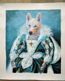 F&S Gift Store Hand Painted Custom Cat Dog Portrait Oil Painting, Paint from Digital Image , Commission Pet Art with Clothes