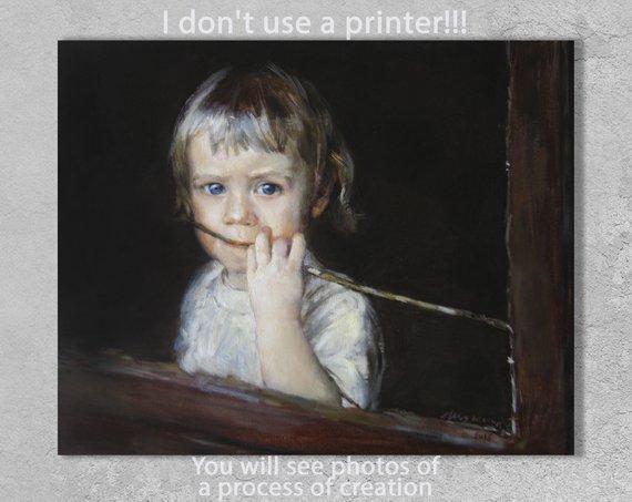 F&S Gift Store Child portrait, Custom oil painting, Portrait on canvas, Commission kid portrait, Mother gift, Paint portrait, Mother present