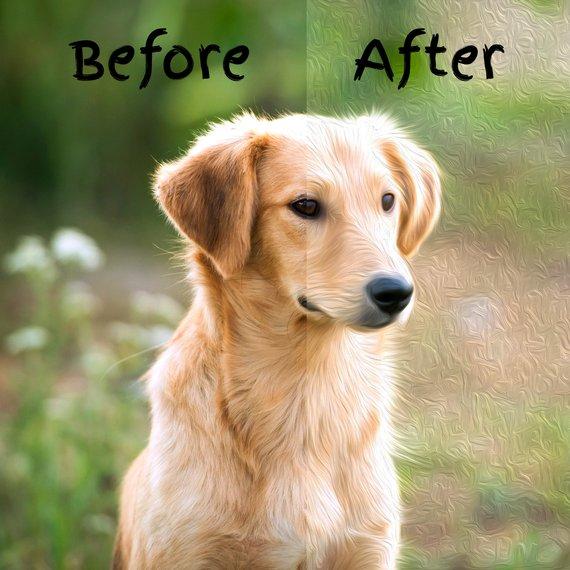 F&S Gift Store Custom Pet portrait from photo, Pet oil paint style ready to hang Canvas print, Dog painting, Dog portrait, Pet Painting, Pet Portrait