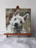 F&S Gift Store Custom dog portrait, White dog painting original canvas art, Custom pet portrait dog lover gift Birthday wife, Animal painting art memorial