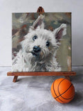 F&S Gift Store Custom dog portrait, White dog painting original canvas art, Custom pet portrait dog lover gift Birthday wife, Animal painting art memorial