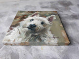 F&S Gift Store Custom dog portrait, White dog painting original canvas art, Custom pet portrait dog lover gift Birthday wife, Animal painting art memorial