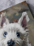 F&S Gift Store Custom dog portrait, White dog painting original canvas art, Custom pet portrait dog lover gift Birthday wife, Animal painting art memorial