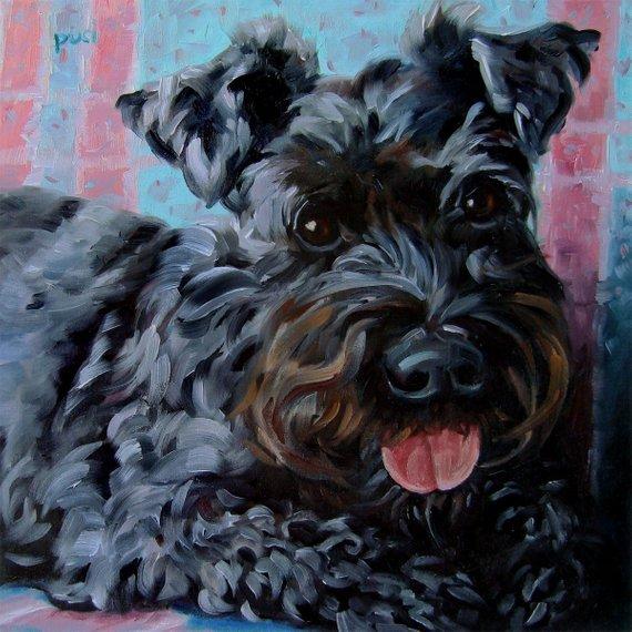 F&S Gift Store ChipperSkipper, Original Art, CUSTOM Pet Portrait Oil Paintings by puci, dog paintings, 10x10"