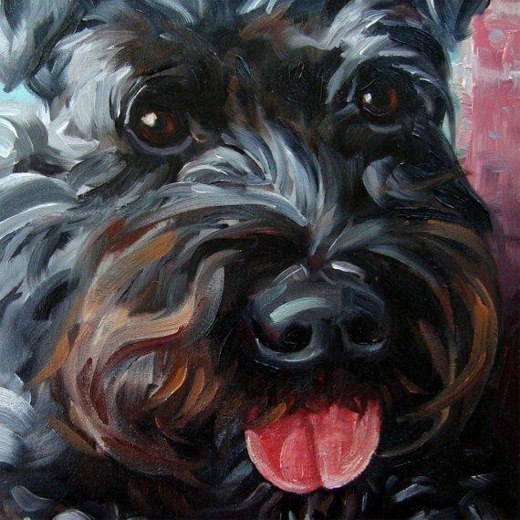 F&S Gift Store ChipperSkipper, Original Art, CUSTOM Pet Portrait Oil Paintings by puci, dog paintings, 10x10"
