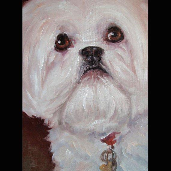 F&S Gift Store Pearl of a Girl, custom Pet Portrait Oil Painting, 8x10"