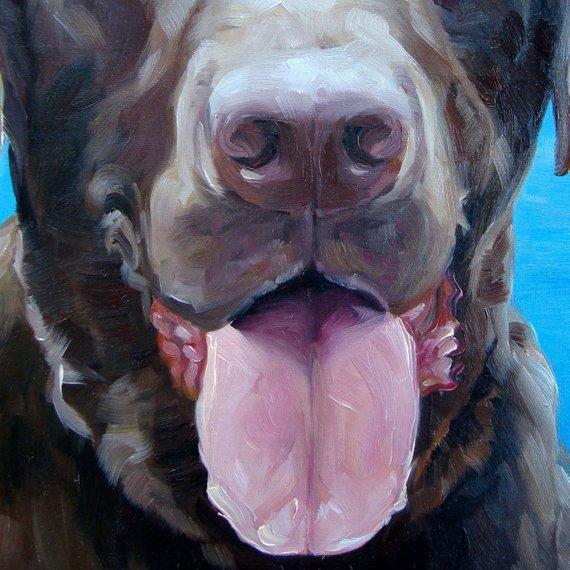 F&S Gift Store Happy Tongue, custom Pet Portrait Oil Painting by puci, 8x8"