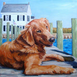 F&S Gift Store Golden LIVELY at the Lake Place, custom Pet Portrait Oil Painting by puci, 12x12"