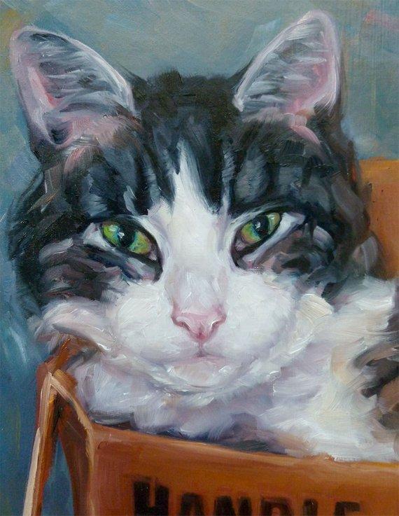 F&S Gift Store CATinaBOX, custom Pet Portrait Paintings in Oils by puci, 10x12"