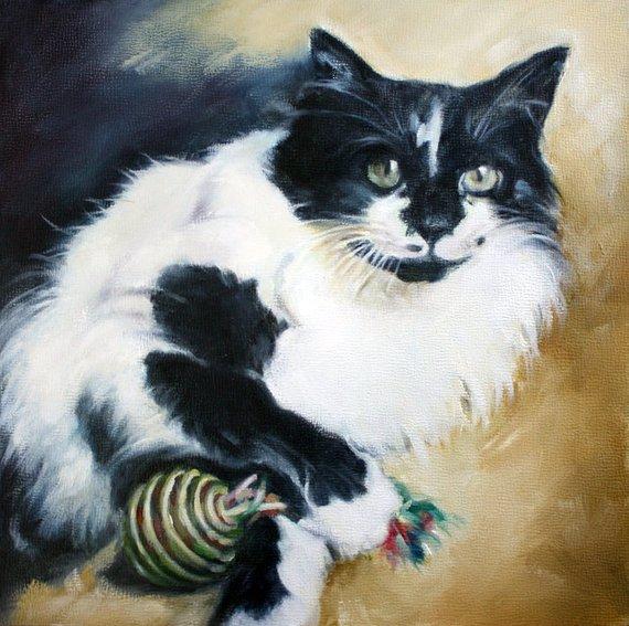 F&S Gift Store Custom Cat Painting, Custom Pet Portraits, Oil Painting, Pet Portrait, Portrait Commission, Animal Portrait, 8x8, Cat Portrait