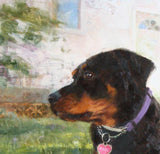 F&S Gift Store Custom Pet Portrait Oil Painting, Cat, Dog, Realistic, Large, one pet, background, 18 x 24 inches, Rottweiler Retriever Airedale Terrier