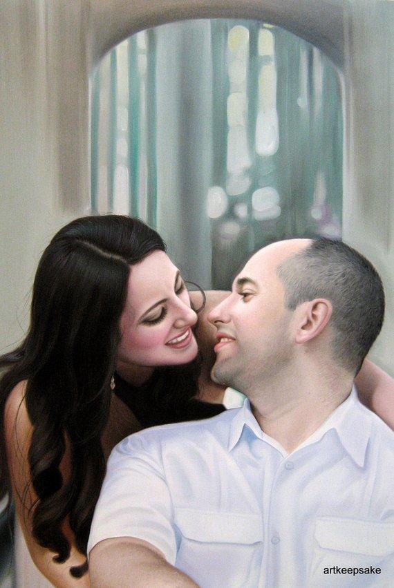 F&S Gift Store Custom wedding portrait on canvas, large oil painting on canvas. 100% money-back guarantee