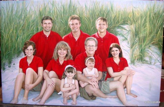 F&S Gift Store Family portrait from a photo, extra large oil painting on canvas. 100% money-back guarantee