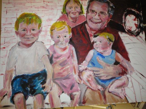 F&S Gift Store Sold Proud Grandpa Original Oil Painting Custom Oil Painting Family Portrait Gift for dad Portrait Paint 30x40 by Marlene Kurland Example
