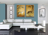 F&S Gift Store original oil painting,hand oil painting,custom pet portrait,framed,ready to hang, huge 48''x36'' pet portrait painting 2 dogs