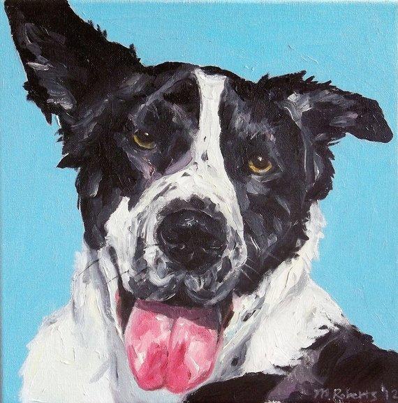 F&S Gift Store CUSTOM Pet Portrait Original Oil Painting 12x12 Pet Memoria Gift