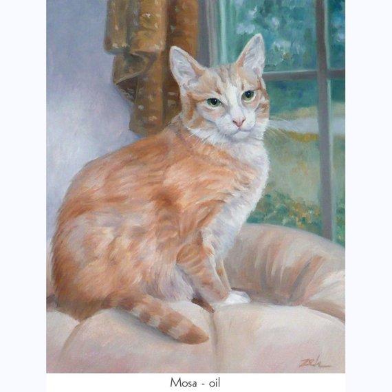 F&S Gift Store Cat Portrait 8x10 Custom Commisioned Watercolor or Oil Pet Painting from Photos by Janet Zeh Original Art