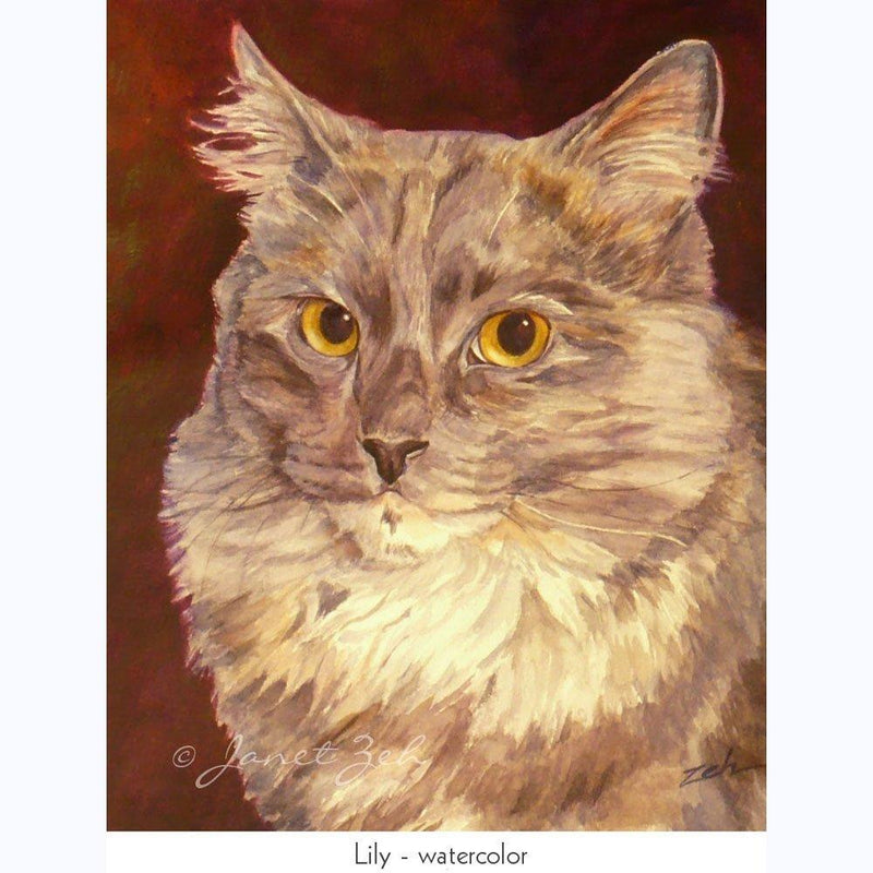 F&S Gift Store Cat Portrait 8x10 Custom Commisioned Watercolor or Oil Pet Painting from Photos by Janet Zeh Original Art
