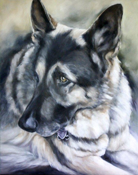 F&S Gift Store German Shepherd Painting, Custom Pet Portrait, Oil Painting, Pet Portrait, Animal Portrait, 12x16