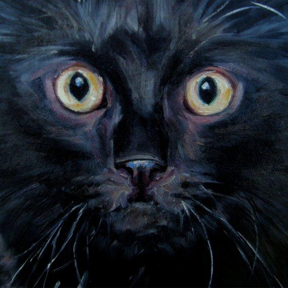 F&S Gift Store BlackCats, custom Pet Portrait Oil Painting by puci, 8x10"