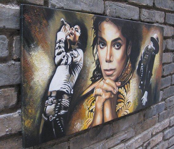F&S Gift Store Hand oil painting,portrait from photo,framed,ready to hang,40''x20'' celebrity art Michael Jackson painting