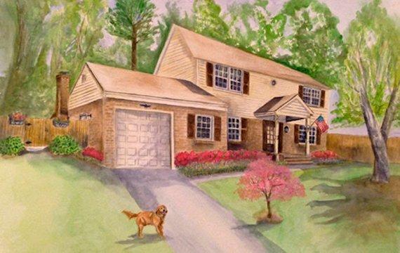 F&S Gift Store Custom paintings -Watercolor, acrylic or oil portraits of homes, people, pets on highest quality watercolor paper or premier canvas.