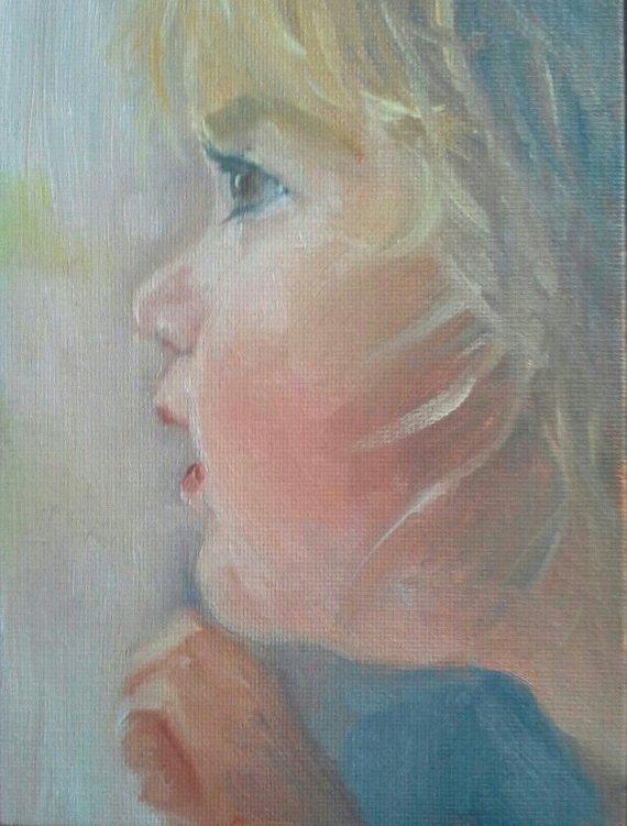 F&S Gift Store Childs custom Portrait Original Oil Painting, 8x10 Wendy Leigh childrens art, kids wall art, nursery decor home decor, nursery, Mothers Day,