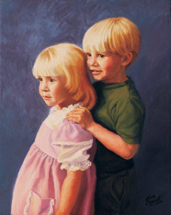 F&S Gift Store Custom Painted Oil Portrait, person, pet, house, boat, landscape by Alice Leggett