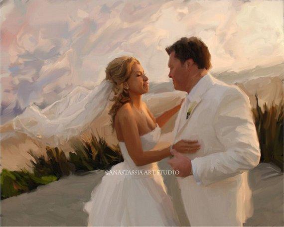 F&S Gift Store Anniversary Gift - Oil Painting Portrait on Canvas Art from Photo - 16x20 Hand Painted & Stretched