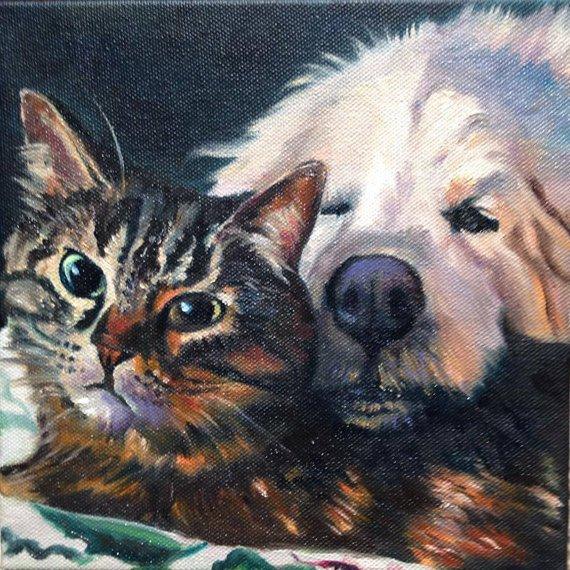 F&S Gift Store 12"x12" Custom 2 Pet Portrait by LaPine Design -Oil Painting on Gallery Wrapped Canvas