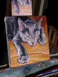 F&S Gift Store Comfy Custom Cat, custom Pet Portrait Oil Painting by puci, 8x8"