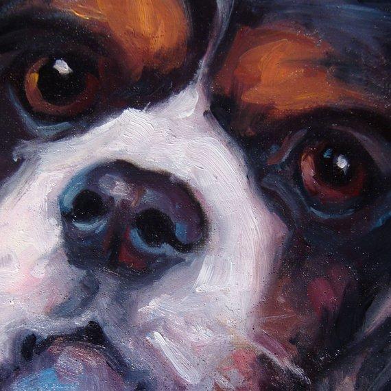 F&S Gift Store King Charles, custom Pet Portraits dog paintings in Oils by puci, 12x12 inches
