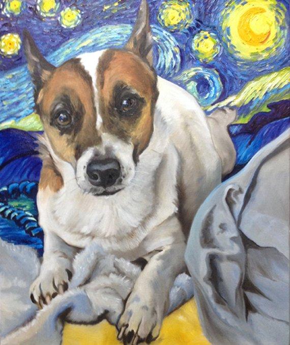 F&S Gift Store Custom 24" x 30 Pet Portrait by LaPine Design -" Oil Painting on Gallery Stapled Canvas