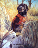 F&S Gift Store Black Lab Retriever Bird Dog Custom Pet Portrait Oil Commission Painting from Your Photo 11" x 14" Wall Art Unique Gift By Kim Stenberg
