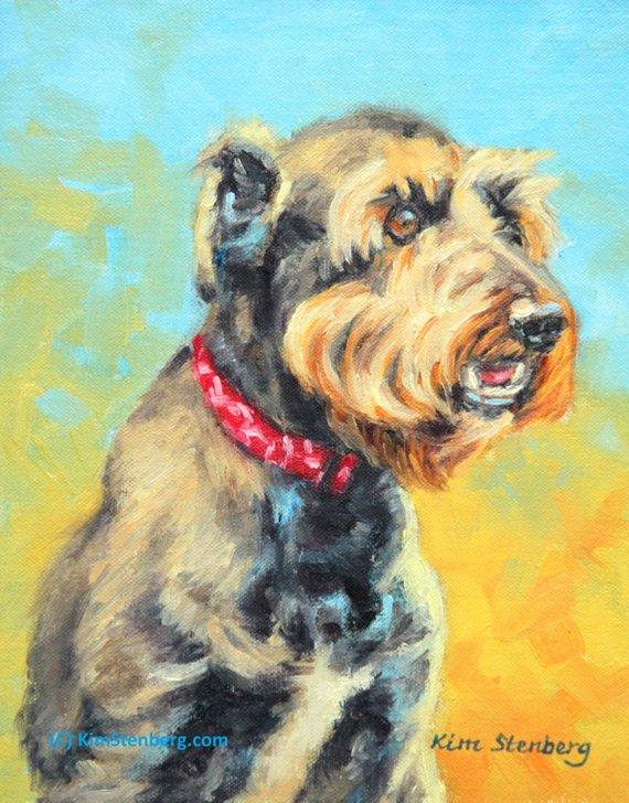 F&S Gift Store Schnauzer Custom Pet Dog Portrait Oil Commission Painting from Your Photo 8" x 10" Wall Art Unique Gift For Dog Lover By Kim Stenberg