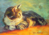 F&S Gift Store Tabby Cat Custom Pet Portrait Oil Commission Painting from Photo 5" x 7" Impressionist Wall Art Unique Gift For Cat Lover By Kim Stenberg