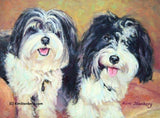 F&S Gift Store Havanese Custom Pet Dog Double Portrait Oil Commission Painting from Your Photo 9" x 12" Wall Art Unique Gift By Kim Stenberg